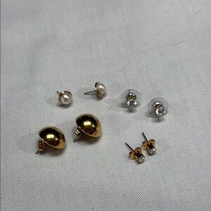 Four pairs of earrings. Costume. One pair missing backs.